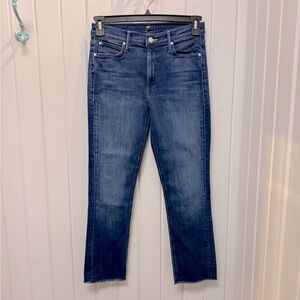 Mother Mid Rise Dazzler Ankle Fray Jeans in Nothing Between Us